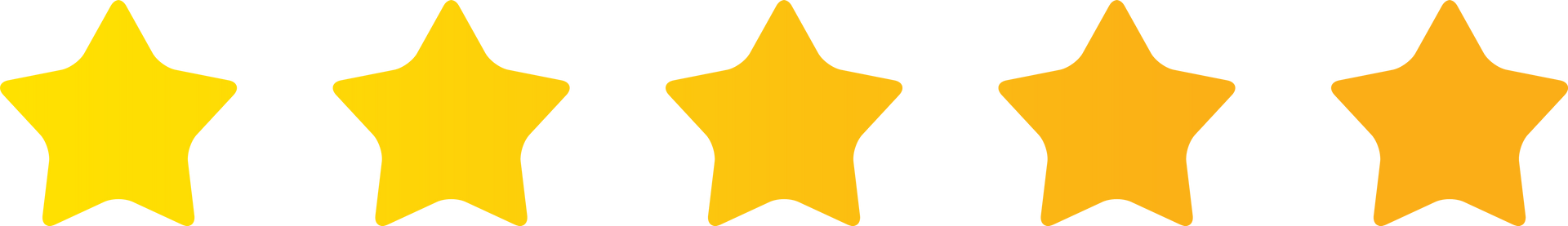 Five stars in varying shades of yellow and orange.