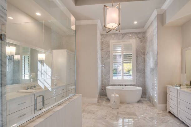 Austin bathroom remodel with custom vanity and tile shower — remodel timeline infographic