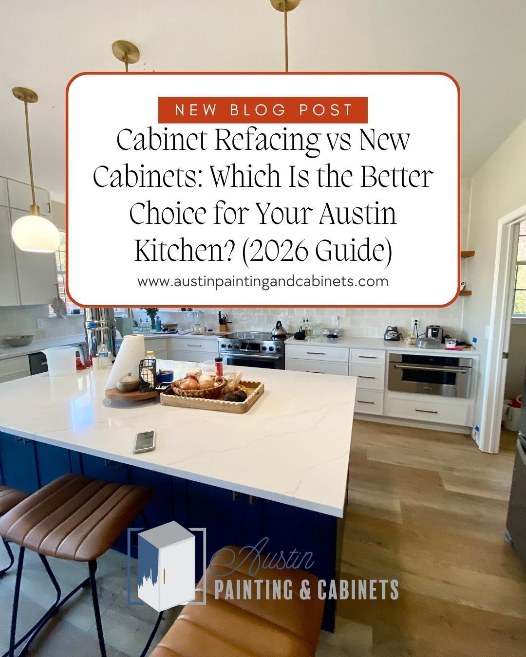 Cabinet refacing vs. new kitchen cabinets in Austin comparison by Austin Painting and Cabinets
