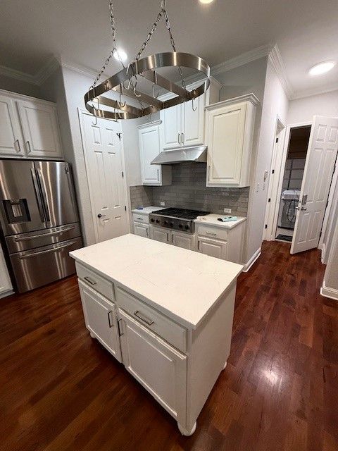 after cedar park kitchen remodel painted cabinets quartz countertops modern backsplash