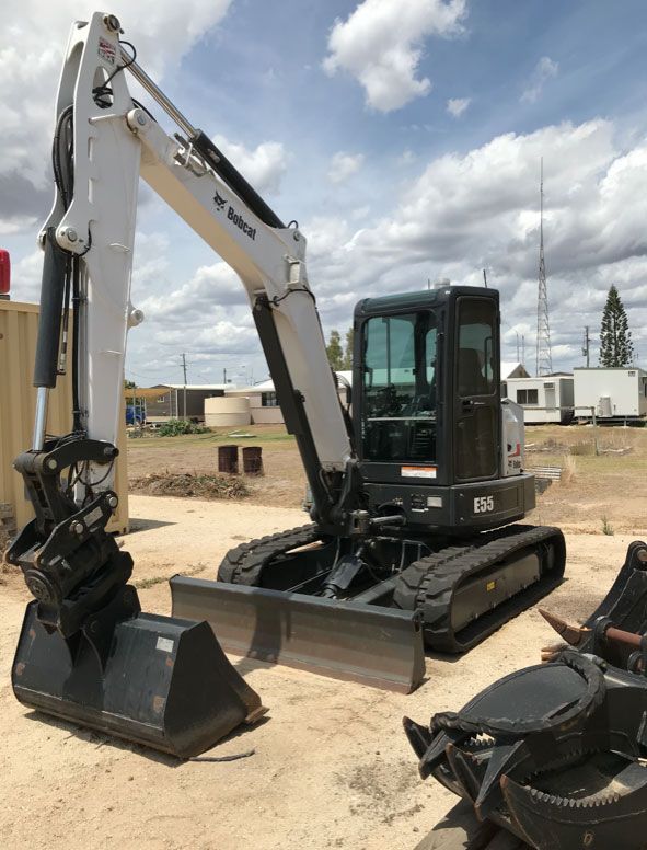 Service White Excavator Ready For Action - Excavation in Bowen, QLD