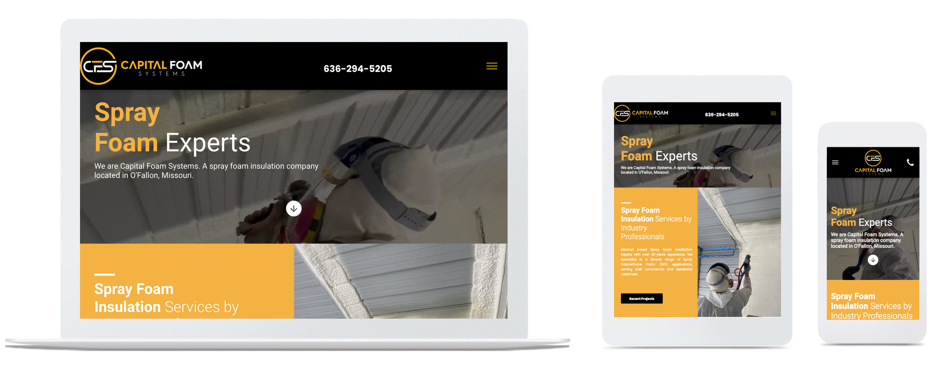 a website is displayed on a laptop , tablet , and cell phone .