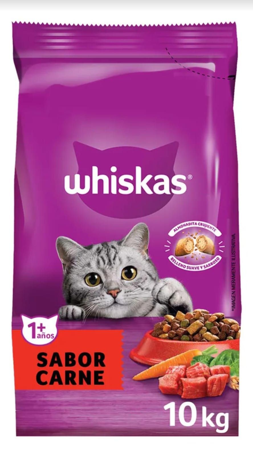 Bolsa de comida para gatos Whiskas.