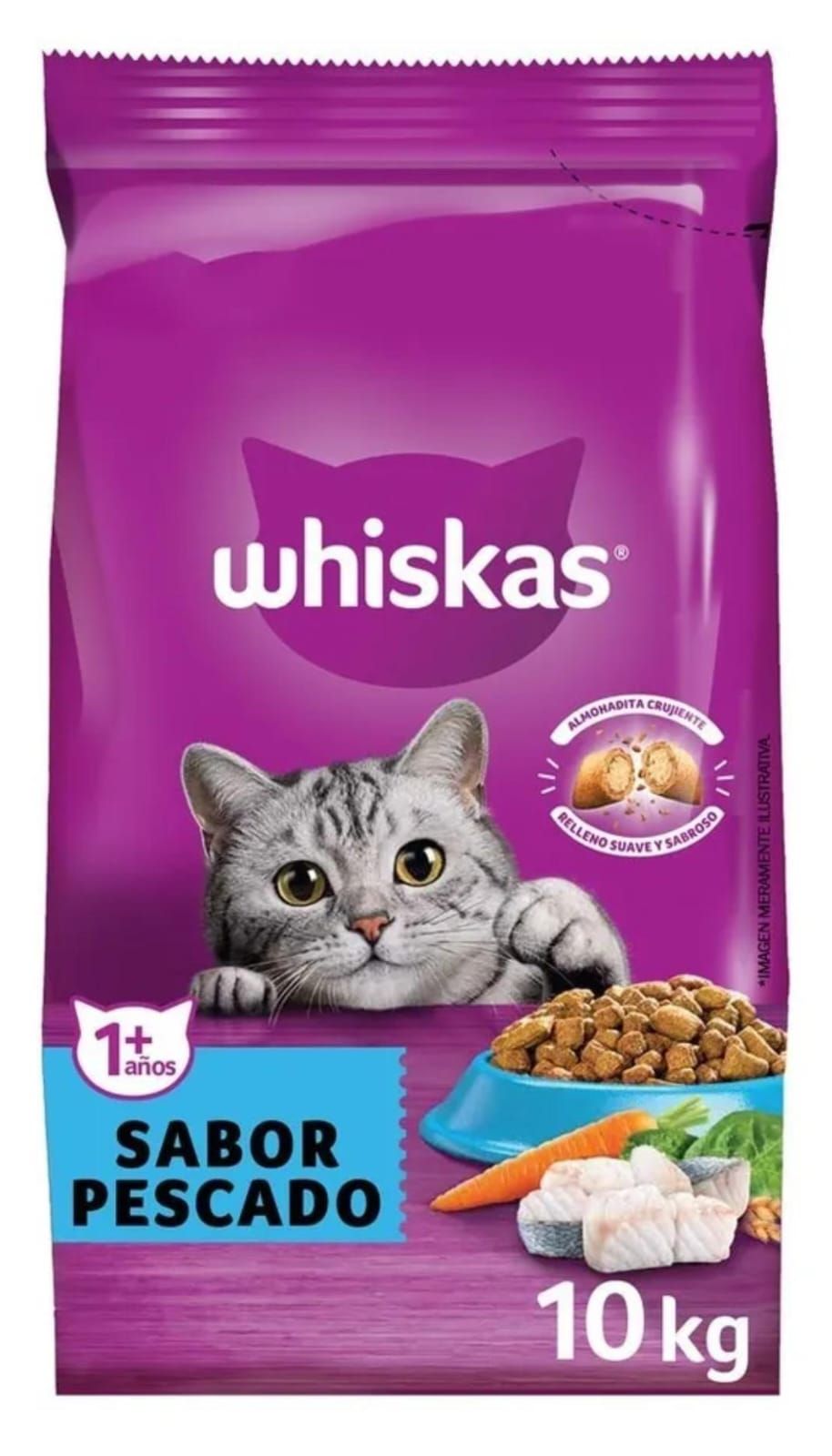 Bolsa de comida para gatos Whiskas.