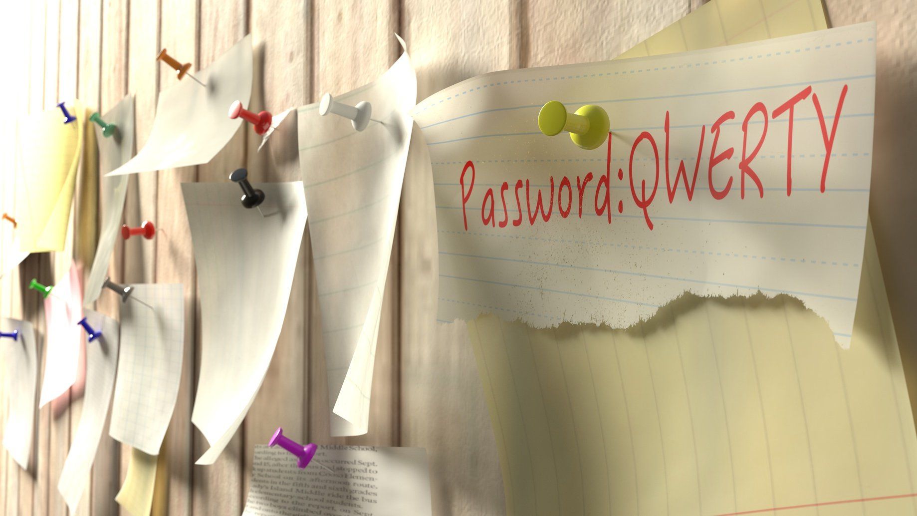 A piece of paper with the word password qwerty written on it