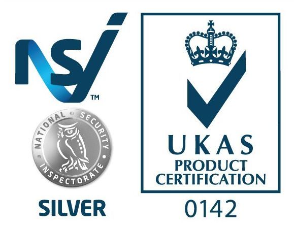 Silver and ukas product certification logos on a white background