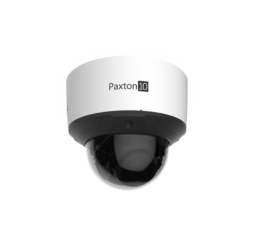 A paxton ip camera is sitting on a white surface.