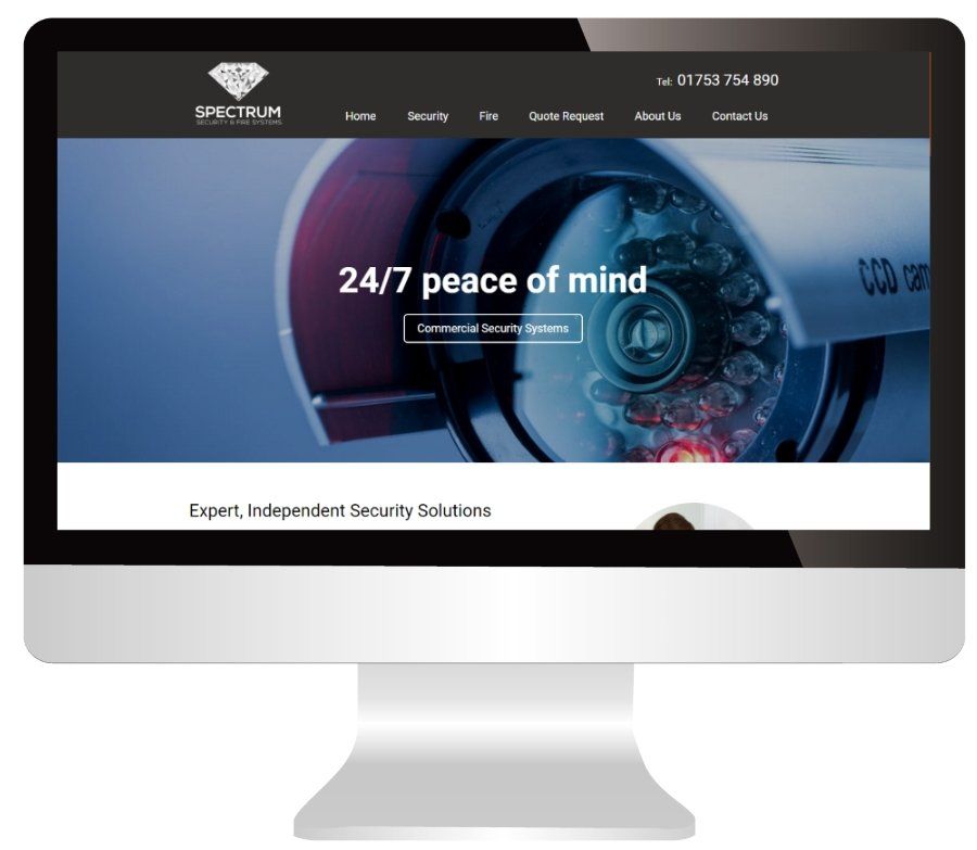 A computer monitor displaying a website for 24/7 peace of mind