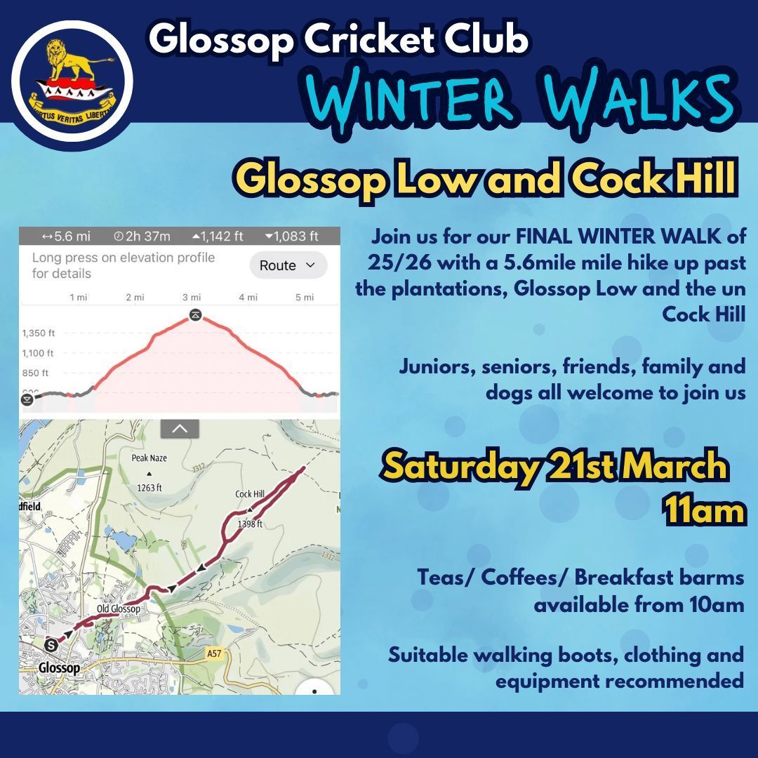 Glossop Cricket Club Winter Walk March 2026