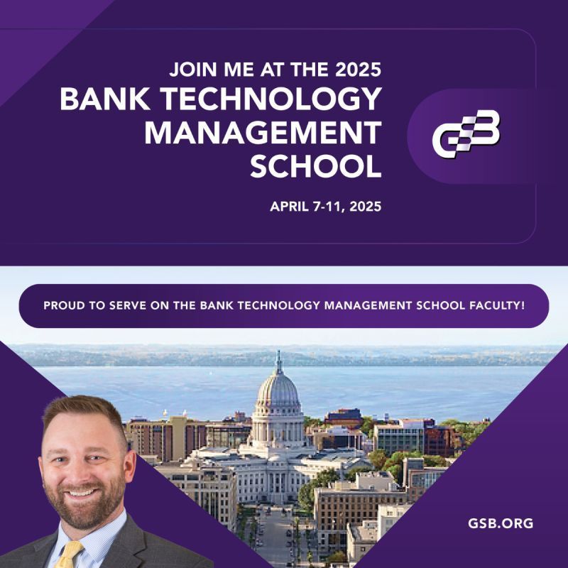 An advertisement for the bank technology management school