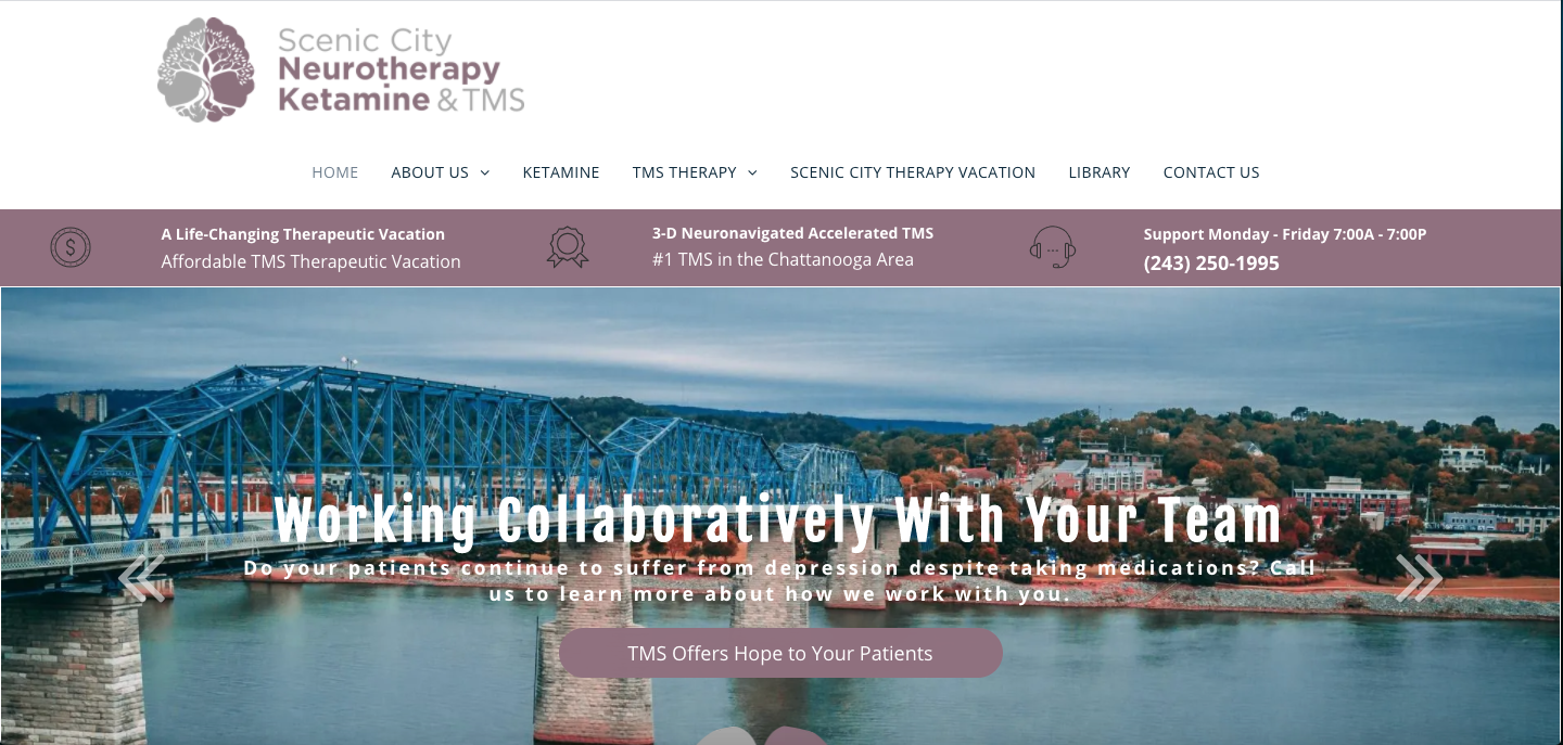 A screenshot of a website for a neurotherapy center.