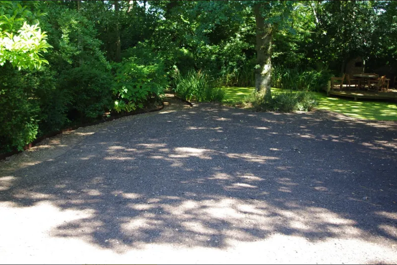 Driveway near the green grass