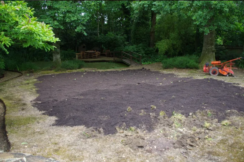 Preparation for landscape with dark soil ready