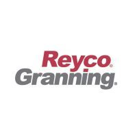 The logo for reyco granning is a red and gray logo on a white background.