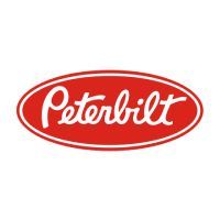 The peterbilt logo is red and white on a white background.