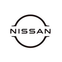 A black and white logo for nissan on a white background.