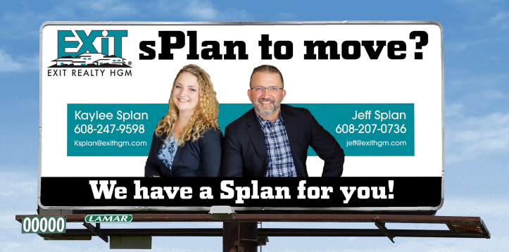 A billboard that says exit plan to move we have a plan for you