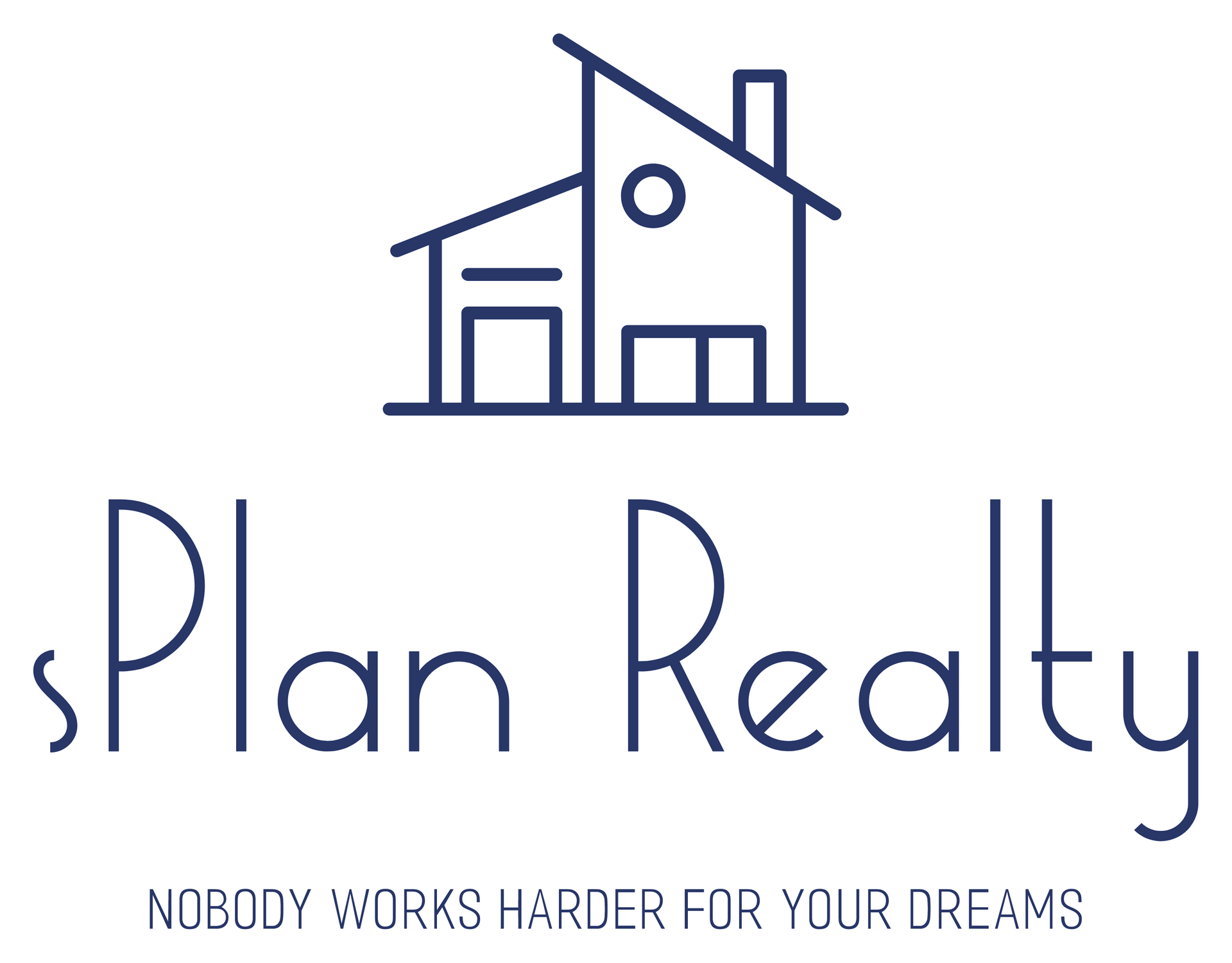 The logo for plan realty shows a house and the words `` nobody works harder for your dreams ''.