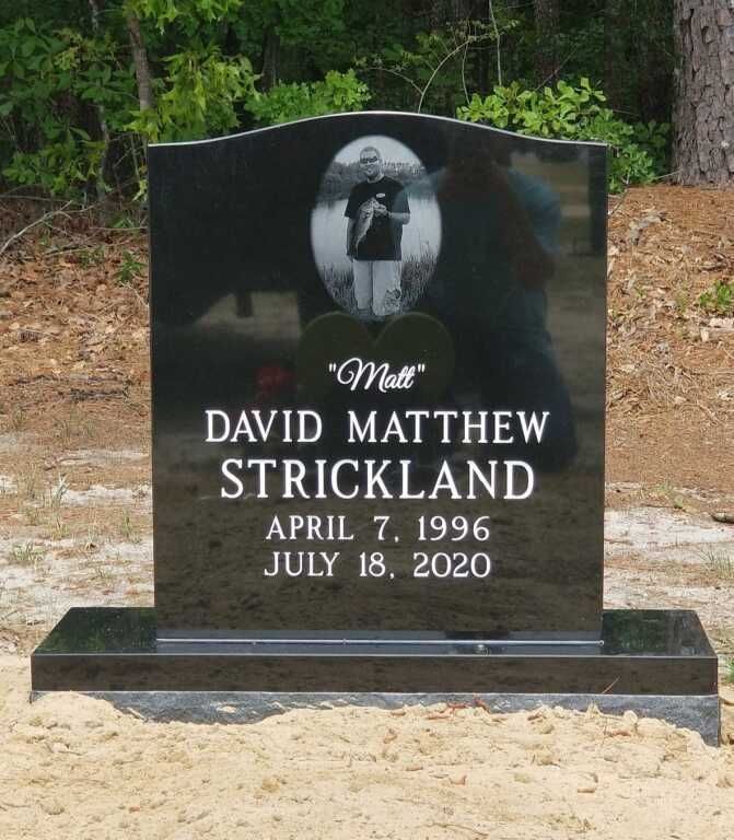 a gravestone for david matthew strickland who died on july 18 2020
