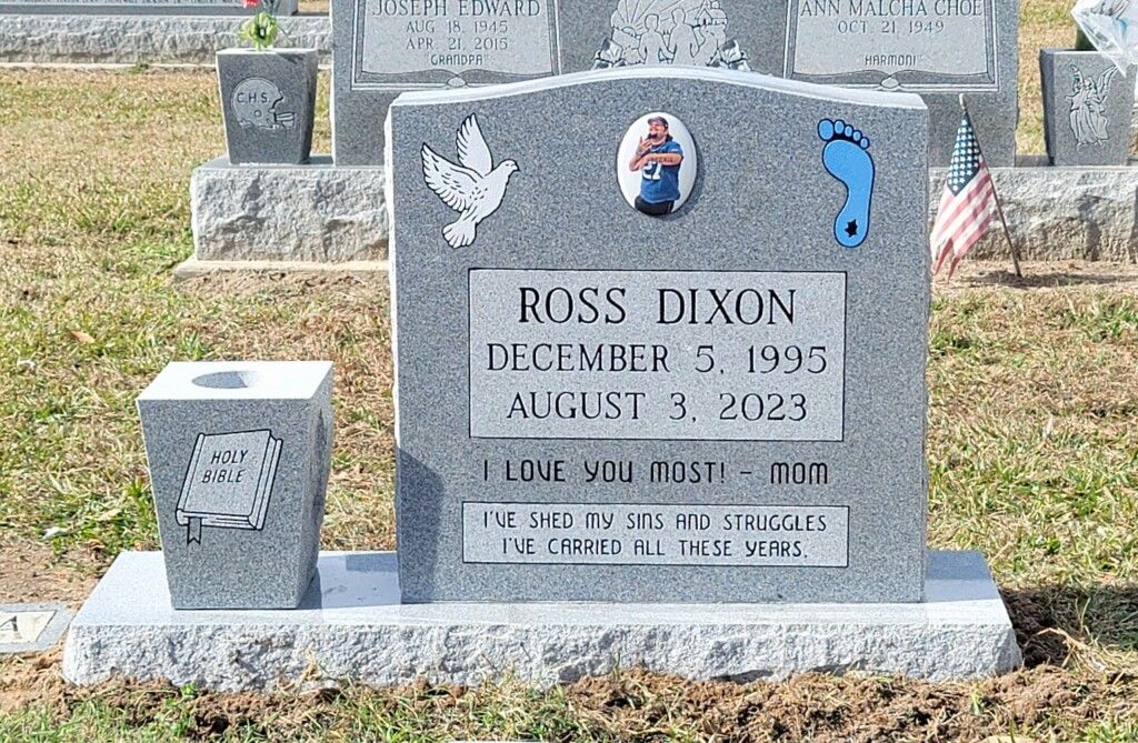 the grave of ross dixon is in a cemetery