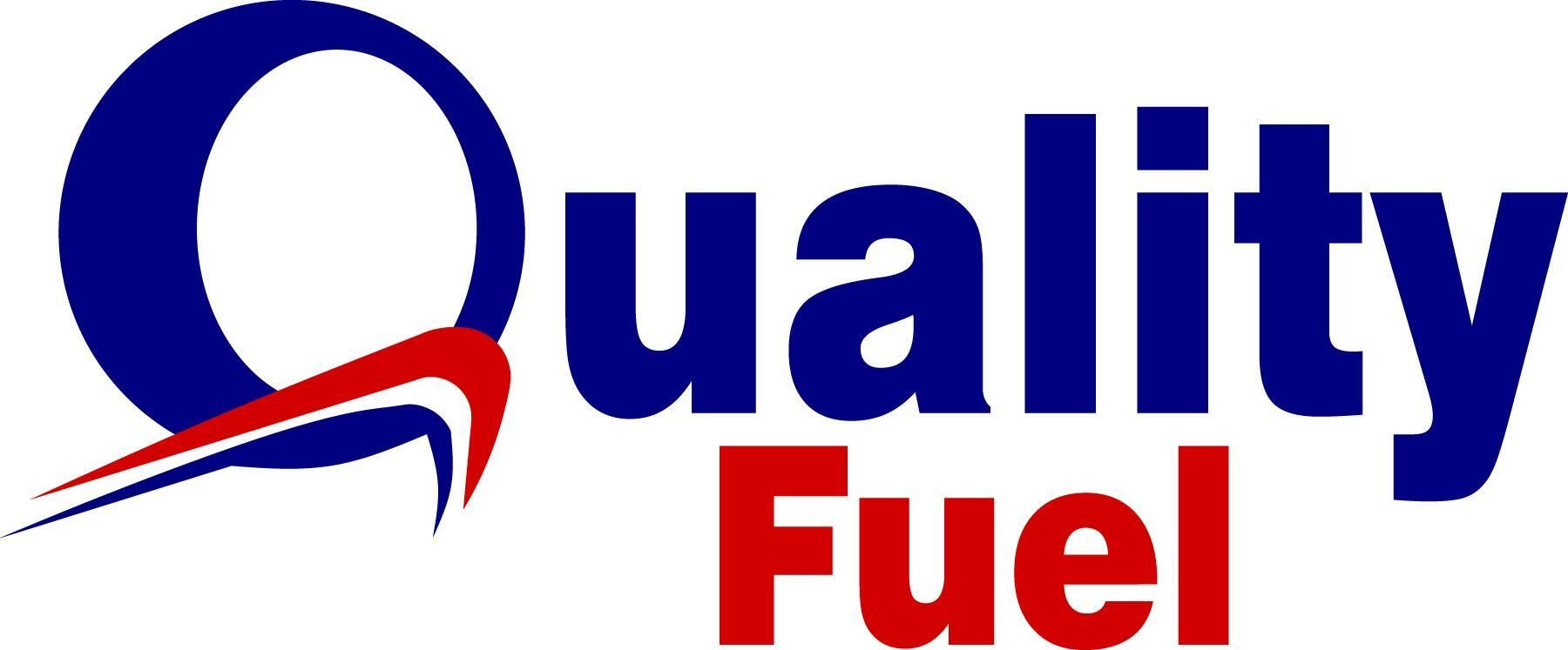 Logo for Quality Fuels & Service: Blue and white design with gas pump graphic and text "QUALITY FUELS & SERVICE."
