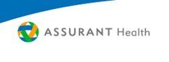 The assurance health logo is on a blue and white background.