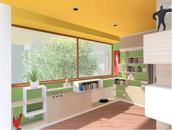 rendering con soffitto giallo