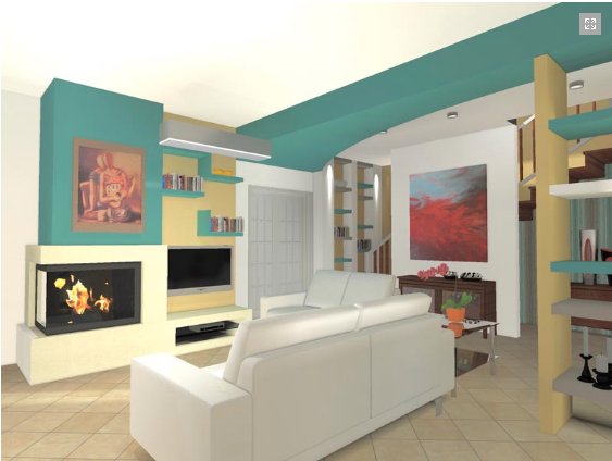 zona giorno rendering