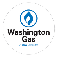 Washington Gas logo: a blue flame icon within a blue circle, above black text on white background.