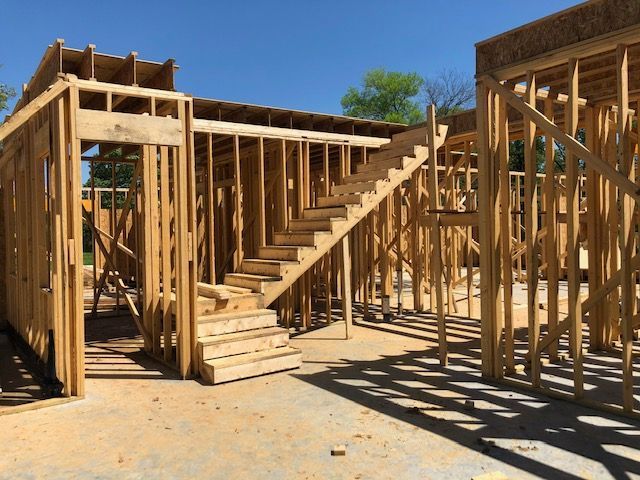 new home build framing stairs
