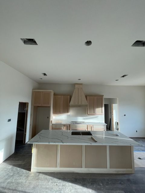 large island in custom kitchen