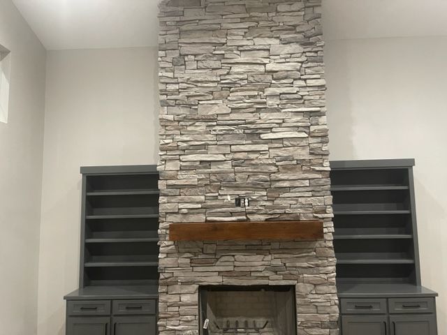 rock fireplace