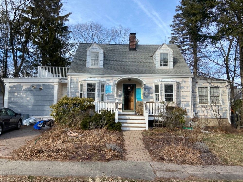 Exterior view of new house under construction and painting.House Painting in morning.