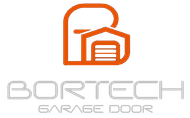 Logo for BORTECH Garage Door: orange graphic of a house within a stylized "B", grey text below.