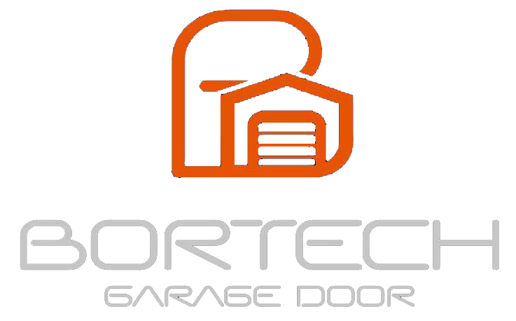 Logo for BORTECH Garage Door: orange graphic of a house within a stylized "B", grey text below.