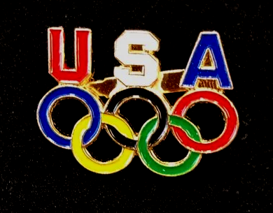 A pin that has the word usa on it