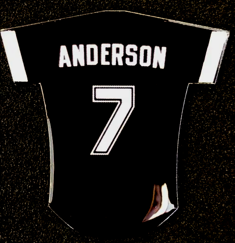 A black jersey with the name anderson and the number 7 on it