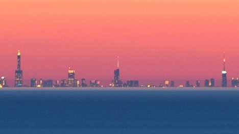 Die Stadt Chicago und der Lake Michigan