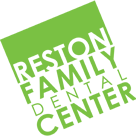 Reston Family Dental Center logo in white on a green background.