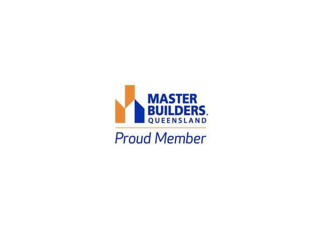 Master Builders Queensland logo: orange and blue building graphic, text 