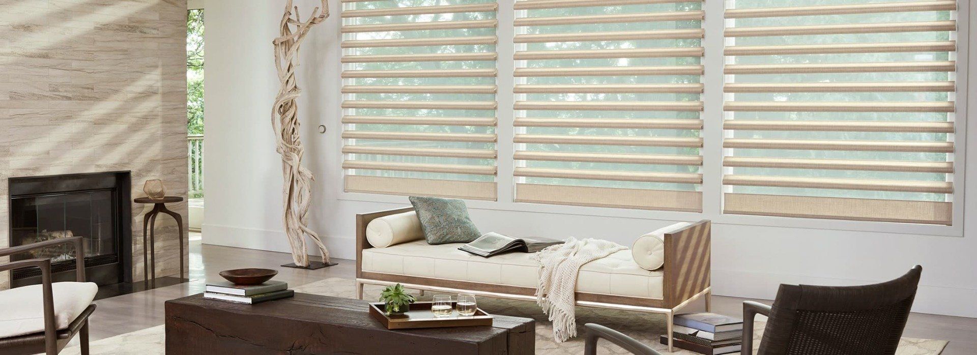 Window Blinds on a white living room
