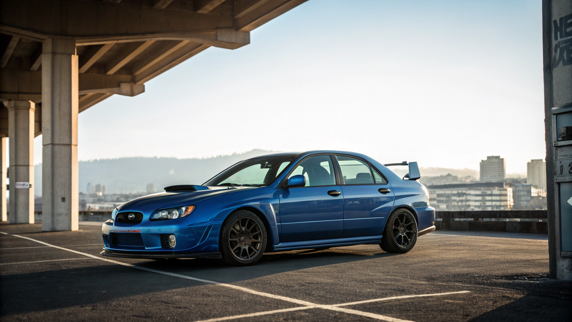 Mid-century modern credenza with a lamp and decorative objects, in a sunlit room.