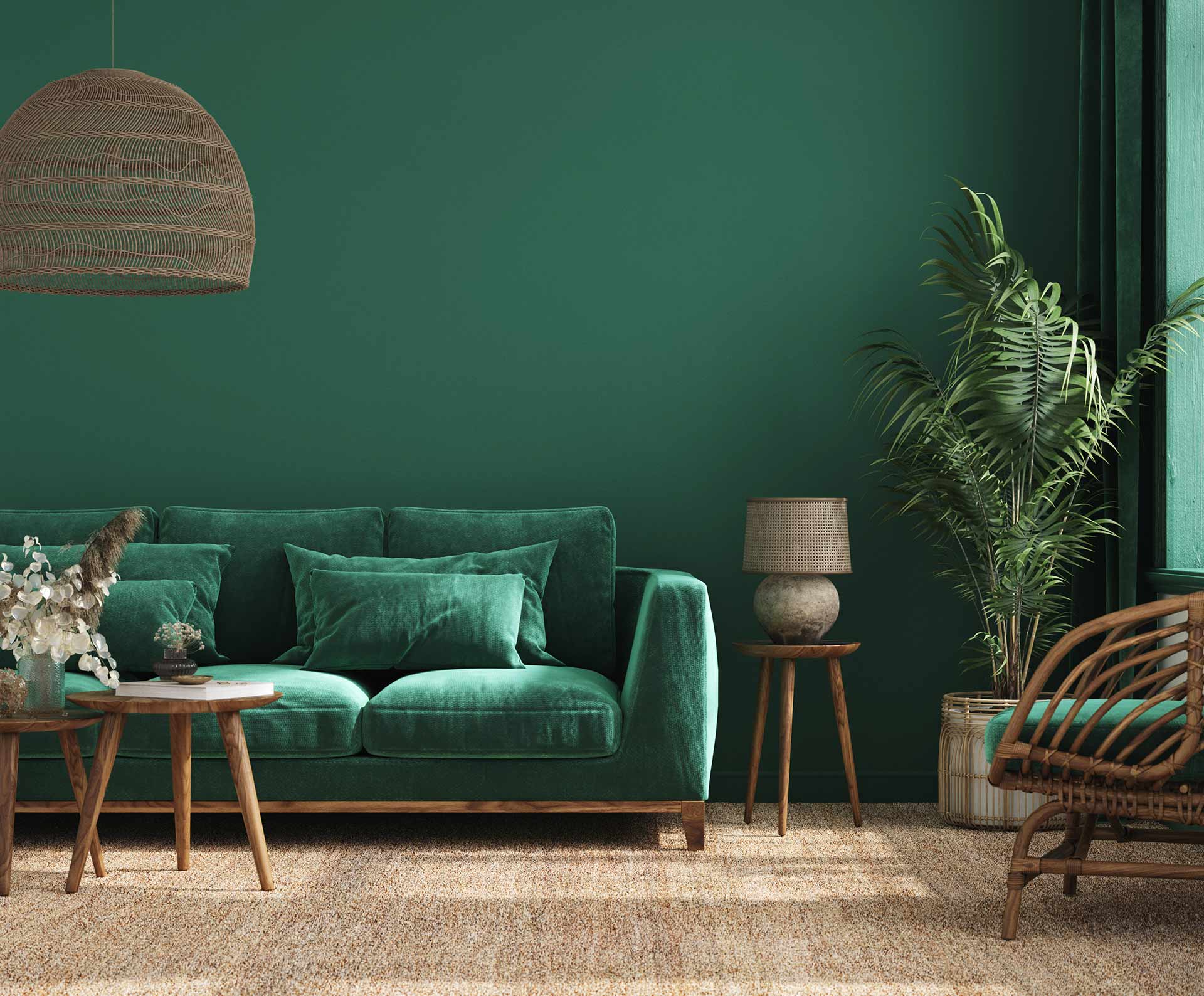 Green Wall Paint of Living Room — Brighton, CO — Beep Beep Flooring & More