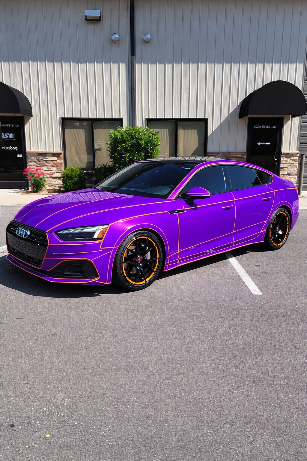 Gray Lamborghini Urus SUV with black and yellow wheels driving on a road.