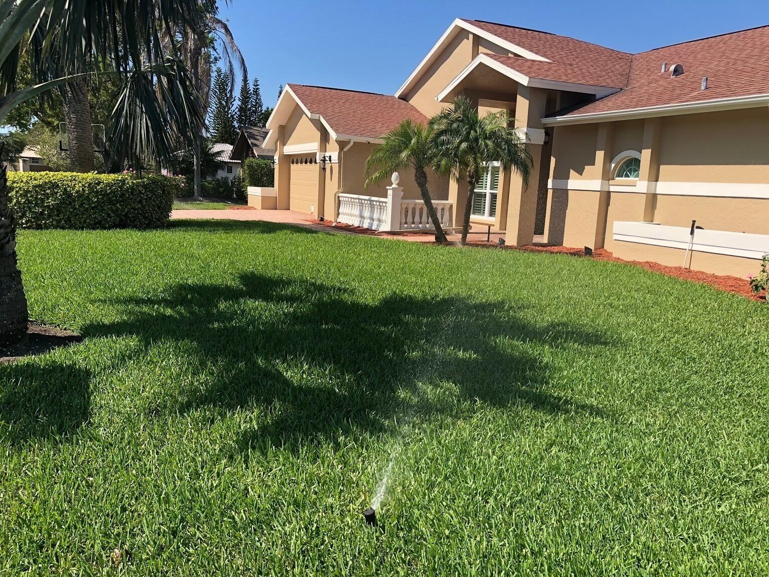 Commercial Grass Landscaped — Clean Grassy Land beside House in Fort Myers, FL