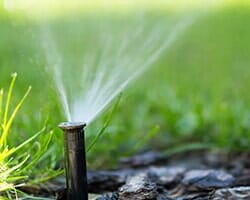 Custom Commercial Grass Landscaping — Metal Water Sprinkler on Grass in Fort Myers, FL