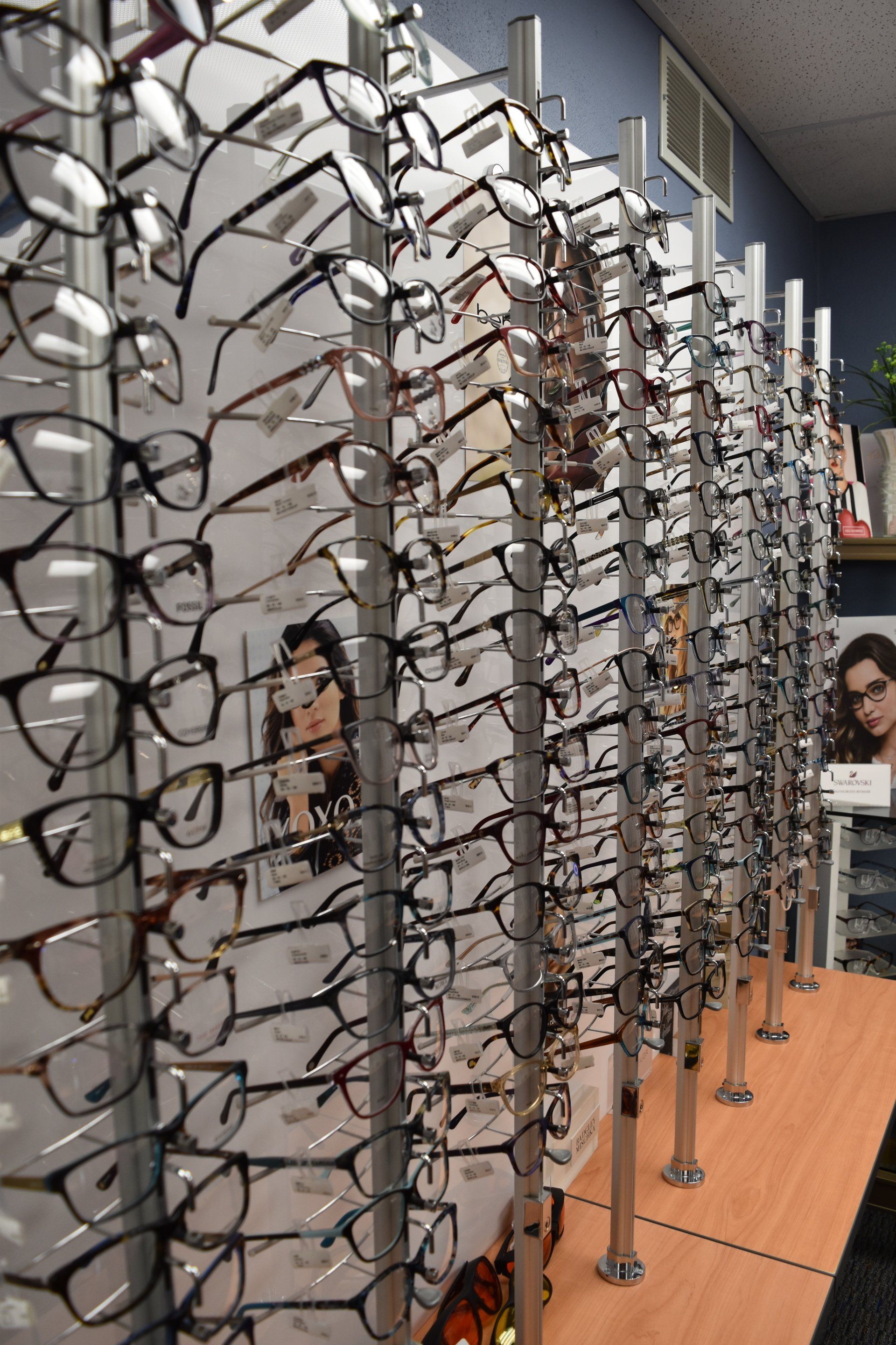 Belleville Eye Care — Eye glasses on window display shelves in Belleville, IL