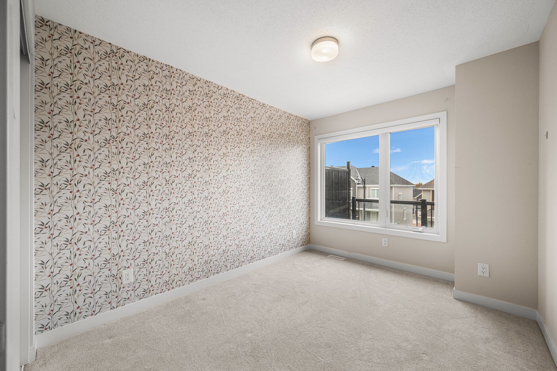 There is a large window in the middle of the room.