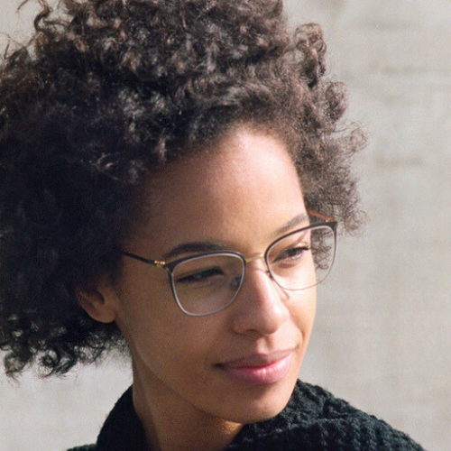 female model in glasses