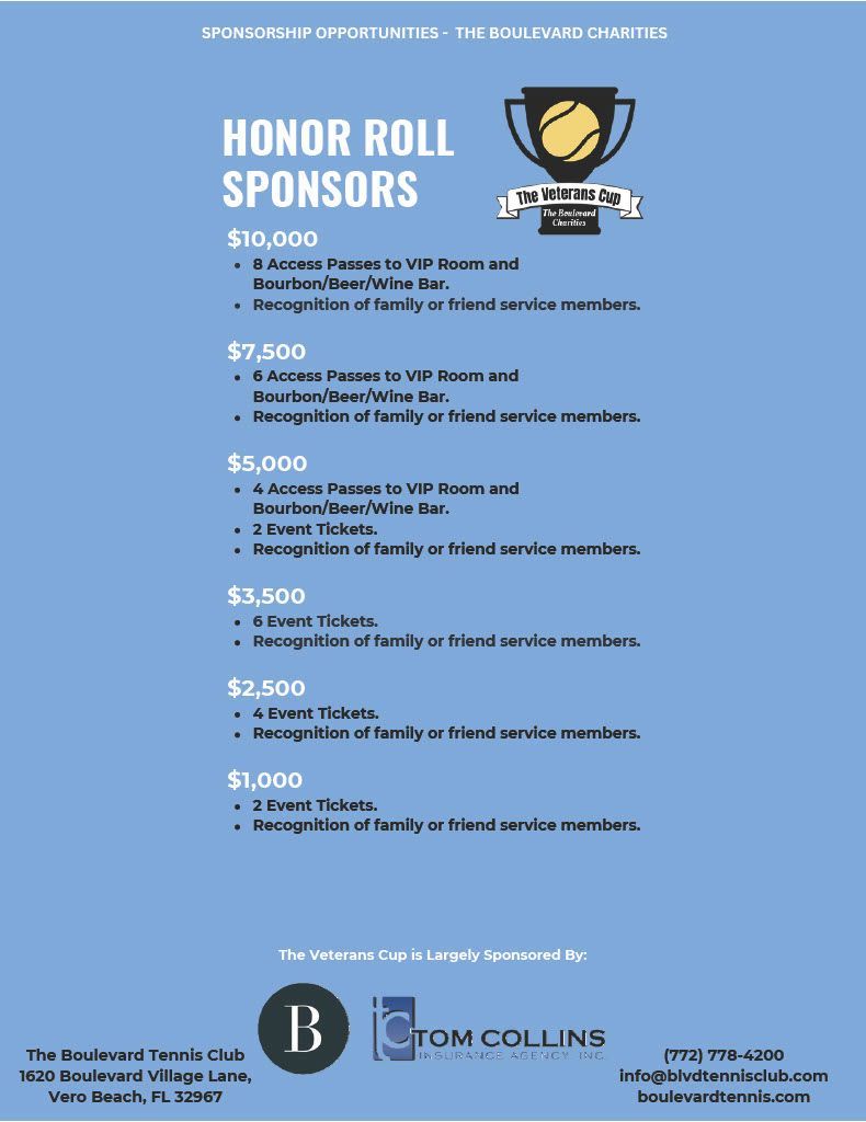 A list of honor roll sponsors for a baseball game.